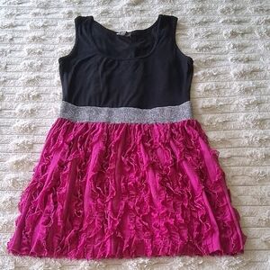 Isle Apparel Y2K Black and Pink Midi Dress Medium